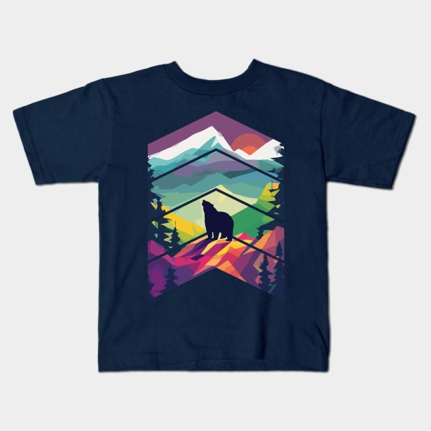 Mountain Bear Kids T-Shirt by ganola